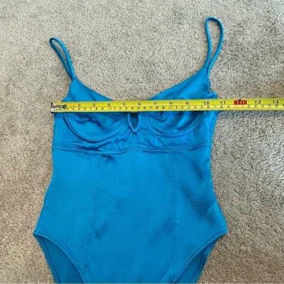 Zara blue satin spaghetti strap bustier corset bodysuit Sz S NWOT - Picture 10 of 13